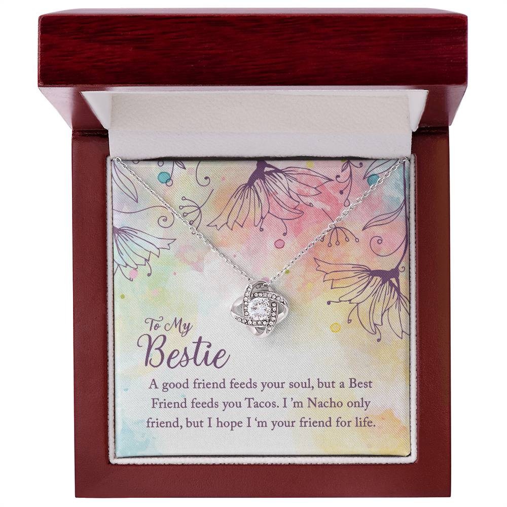 To My Bestie Love Knot Necklace with Funny Friendship Message Card