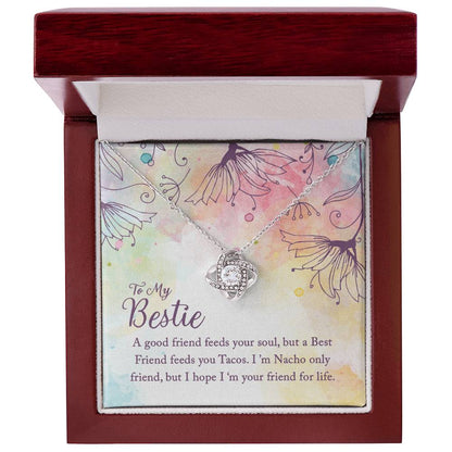 To My Bestie Love Knot Necklace with Funny Friendship Message Card
