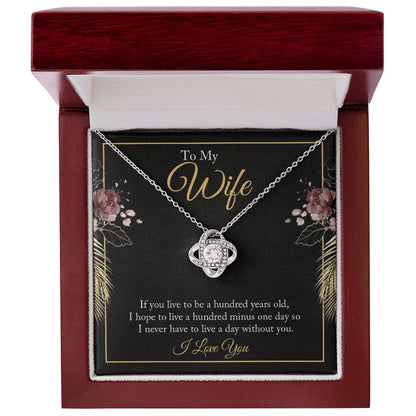 To My Wife Love Knot Necklace with Sentimental Anniversary Message Card