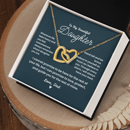 Interlocking Hearts Necklace close up - cubic zirconia crystals daughter birthday jewelry
