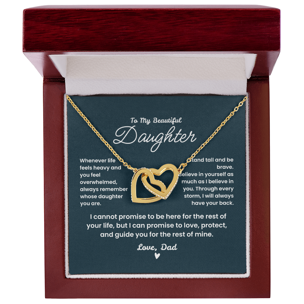 Interlocking Hearts Necklace worn - father daughter bond jewelry gift