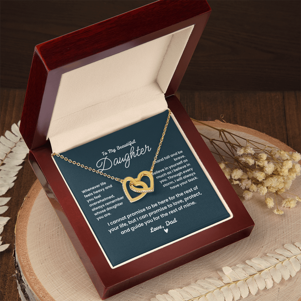 Interlocking Hearts Necklace white gold finish - daughter birthday gift from dad