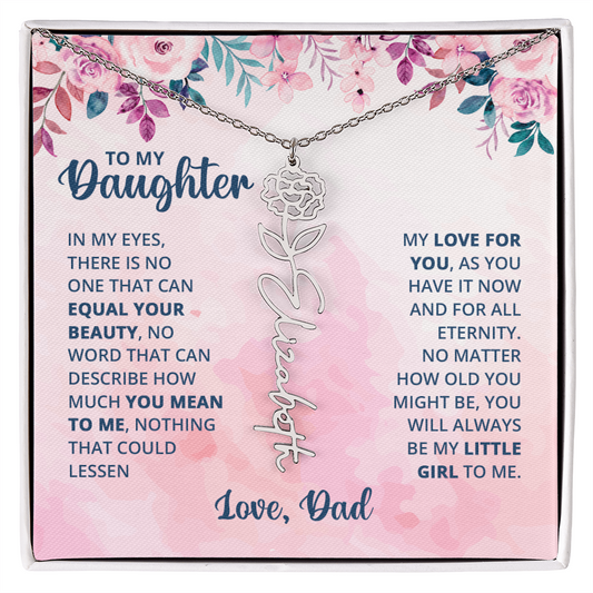 Personalized Rose Name Necklace for Daughter with Heartfelt Message Card from Dad - Layane Creative Jewelry
