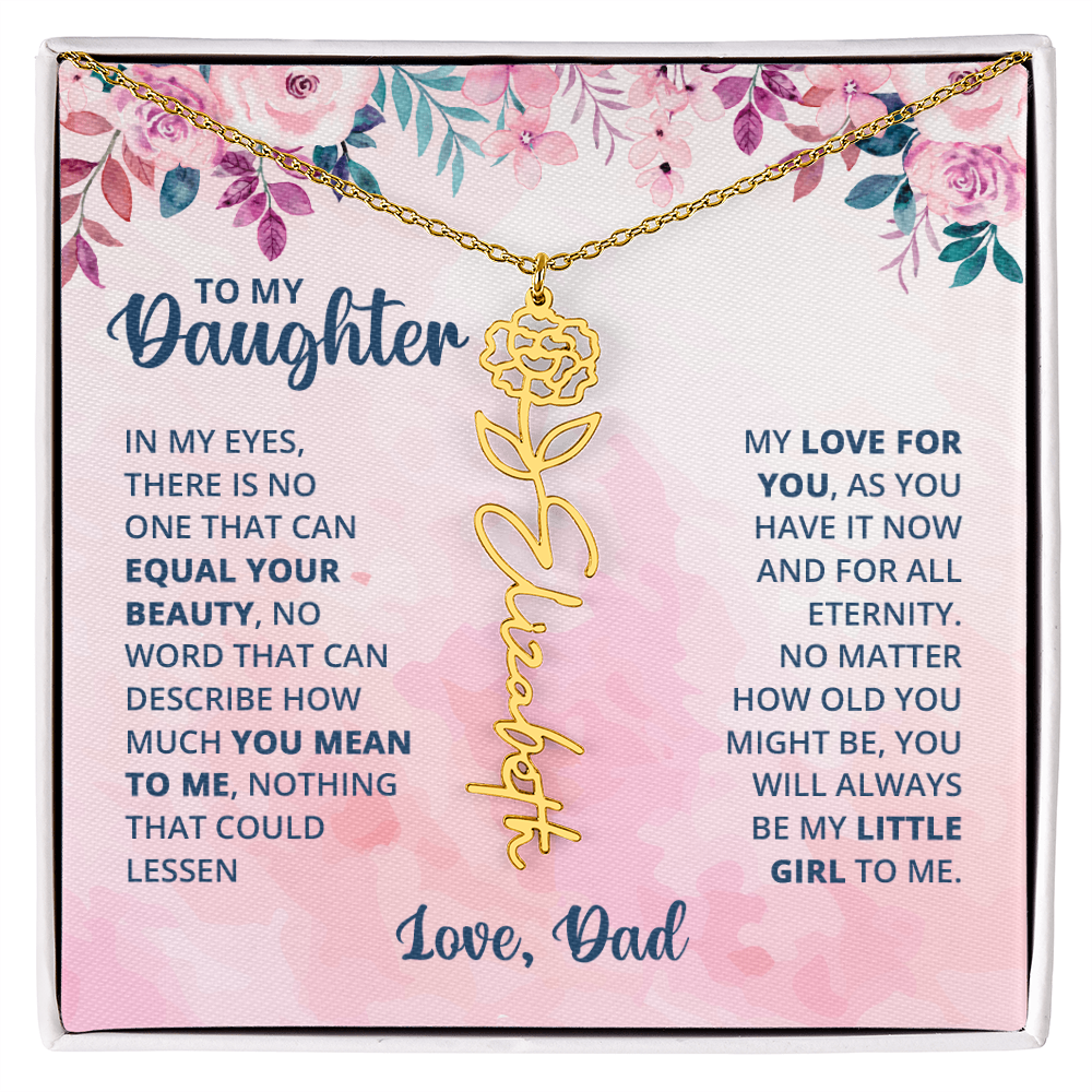 Personalized Rose Name Necklace for Daughter with Heartfelt Message Card from Dad - Layane Creative Jewelry