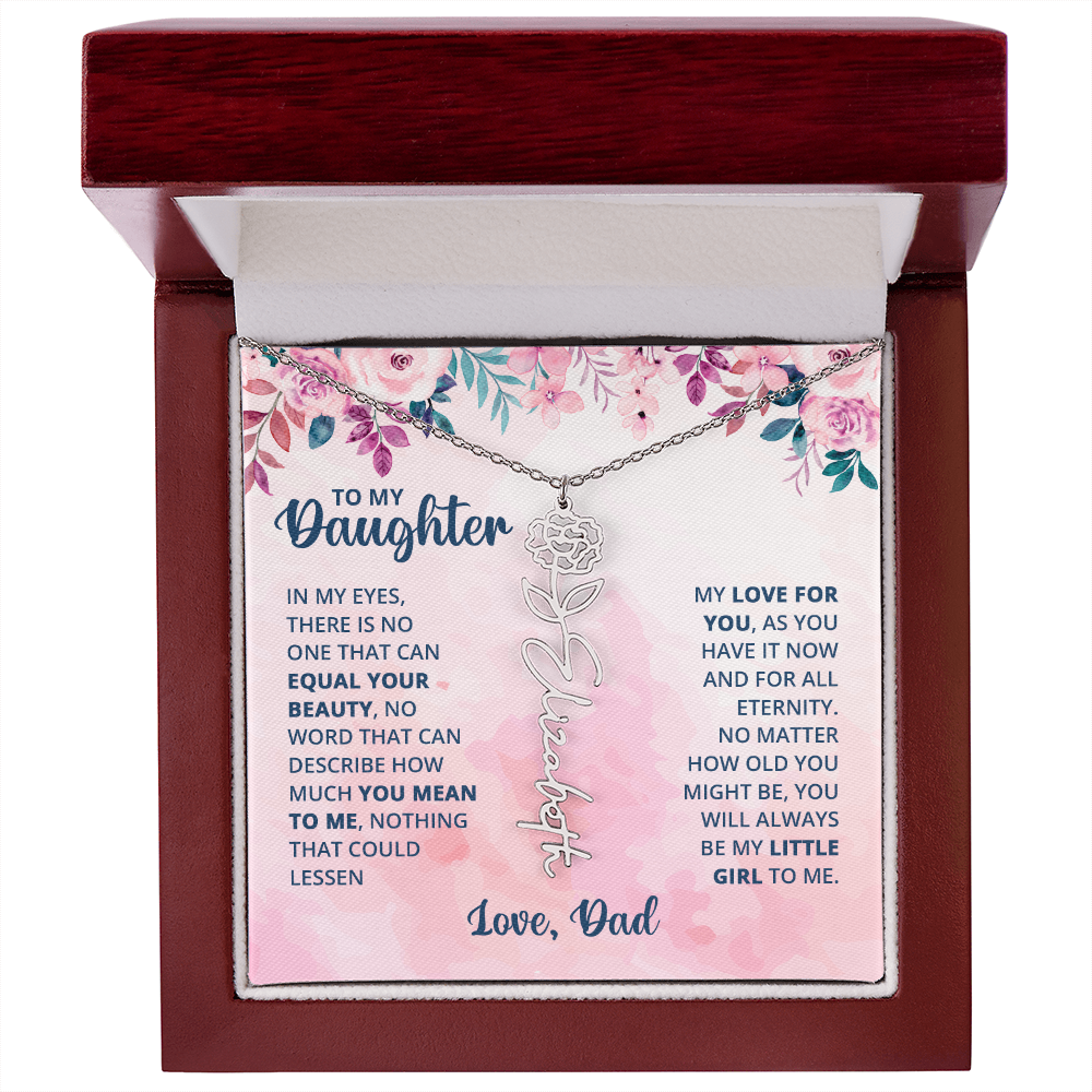 Personalized Rose Name Necklace for Daughter with Heartfelt Message Card from Dad - Layane Creative Jewelry