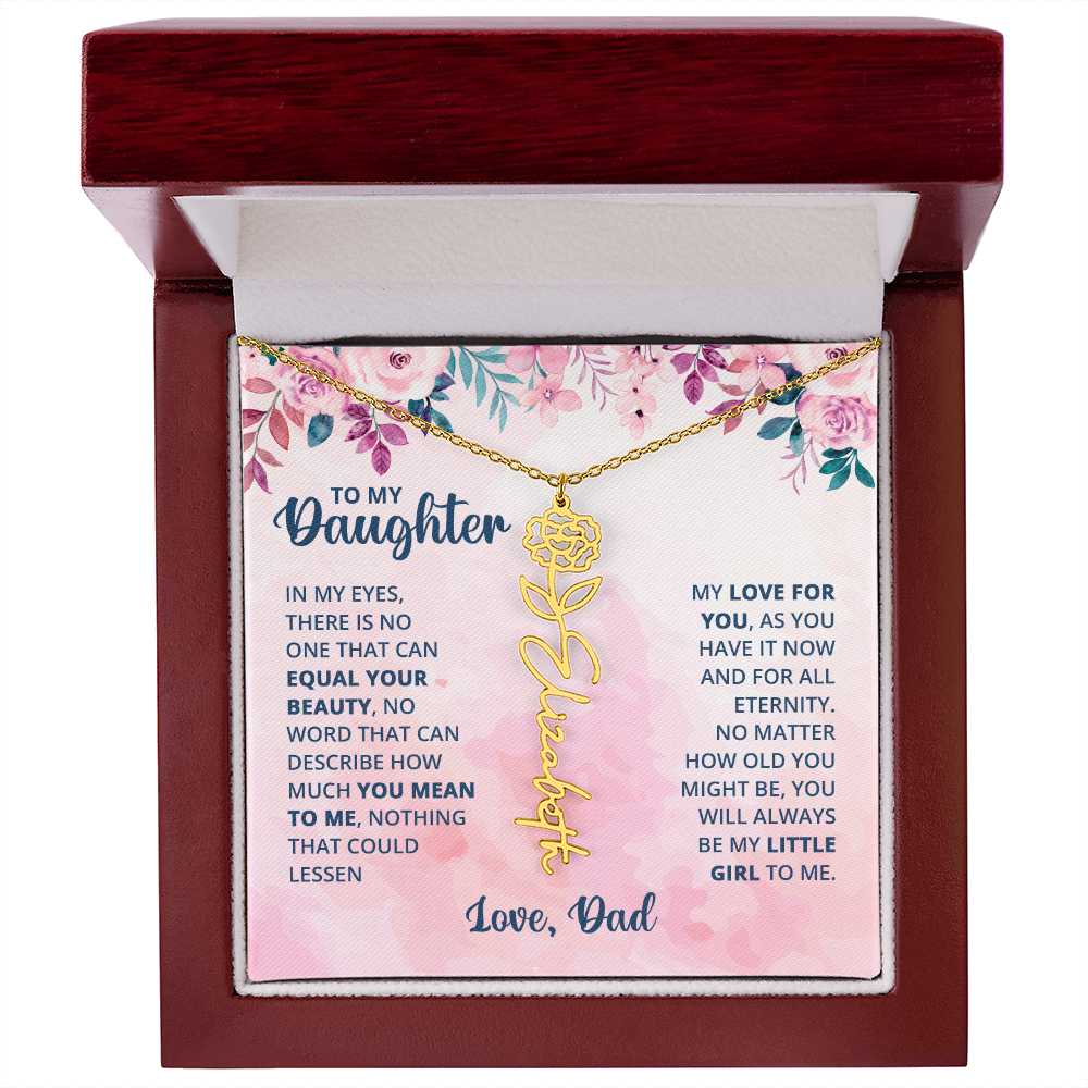 Personalized Rose Name Necklace for Daughter with Heartfelt Message Card from Dad - Layane Creative Jewelry