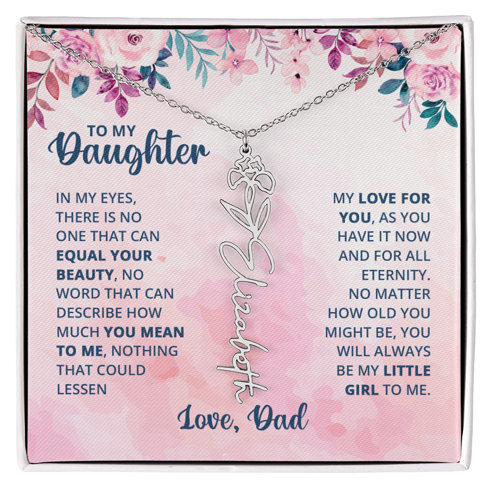 Personalized Rose Name Necklace for Daughter with Heartfelt Message Card from Dad - Layane Creative Jewelry