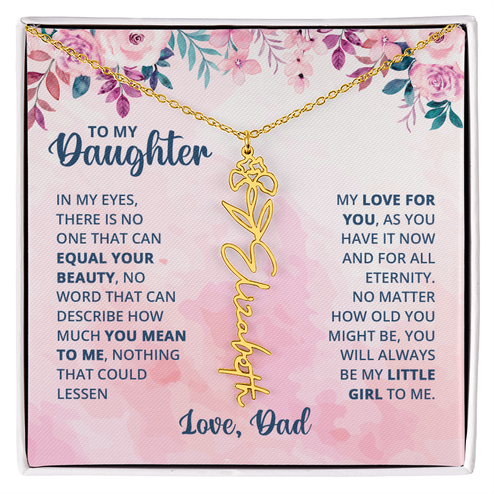 Personalized Rose Name Necklace for Daughter with Heartfelt Message Card from Dad - Layane Creative Jewelry