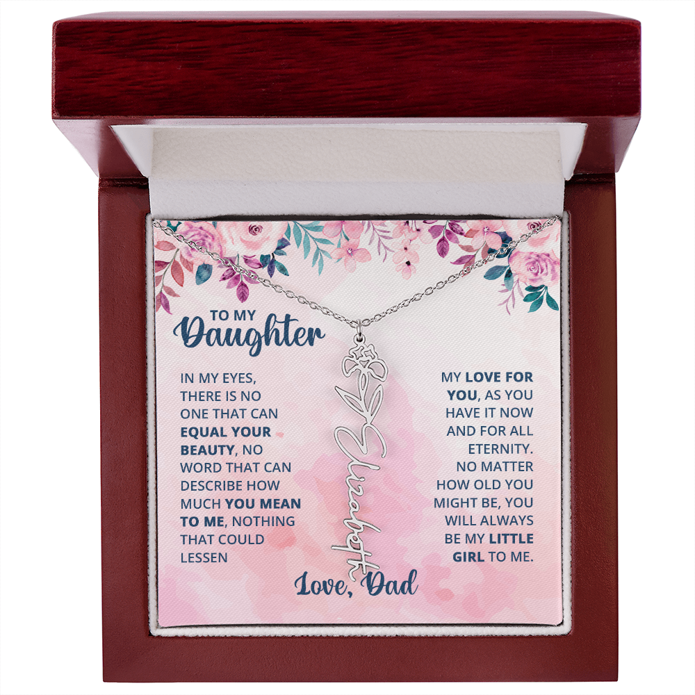 Personalized Rose Name Necklace for Daughter with Heartfelt Message Card from Dad - Layane Creative Jewelry