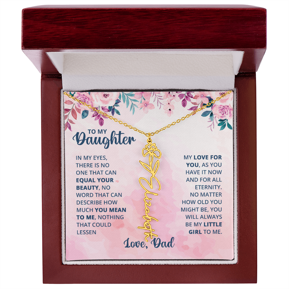 Personalized Rose Name Necklace for Daughter with Heartfelt Message Card from Dad - Layane Creative Jewelry