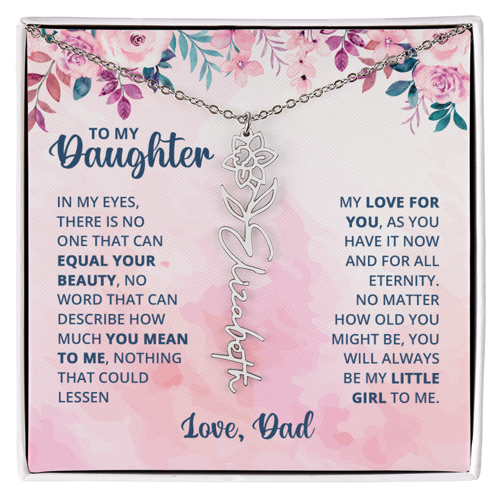Personalized Rose Name Necklace for Daughter with Heartfelt Message Card from Dad - Layane Creative Jewelry