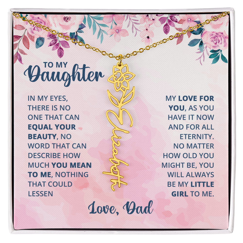 Personalized Rose Name Necklace for Daughter with Heartfelt Message Card from Dad - Layane Creative Jewelry