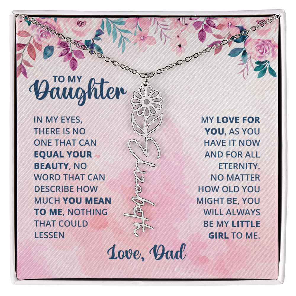 Personalized Rose Name Necklace for Daughter with Heartfelt Message Card from Dad - Layane Creative Jewelry