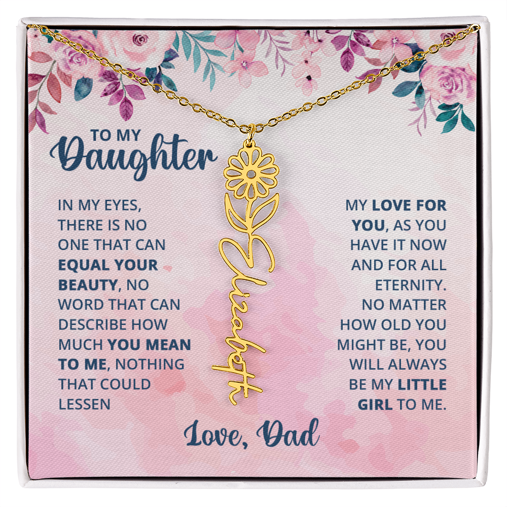 Personalized Rose Name Necklace for Daughter with Heartfelt Message Card from Dad - Layane Creative Jewelry