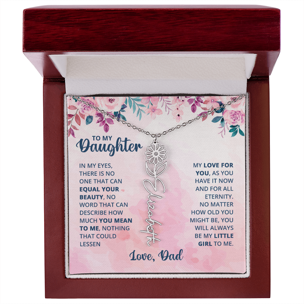 Personalized Rose Name Necklace for Daughter with Heartfelt Message Card from Dad - Layane Creative Jewelry