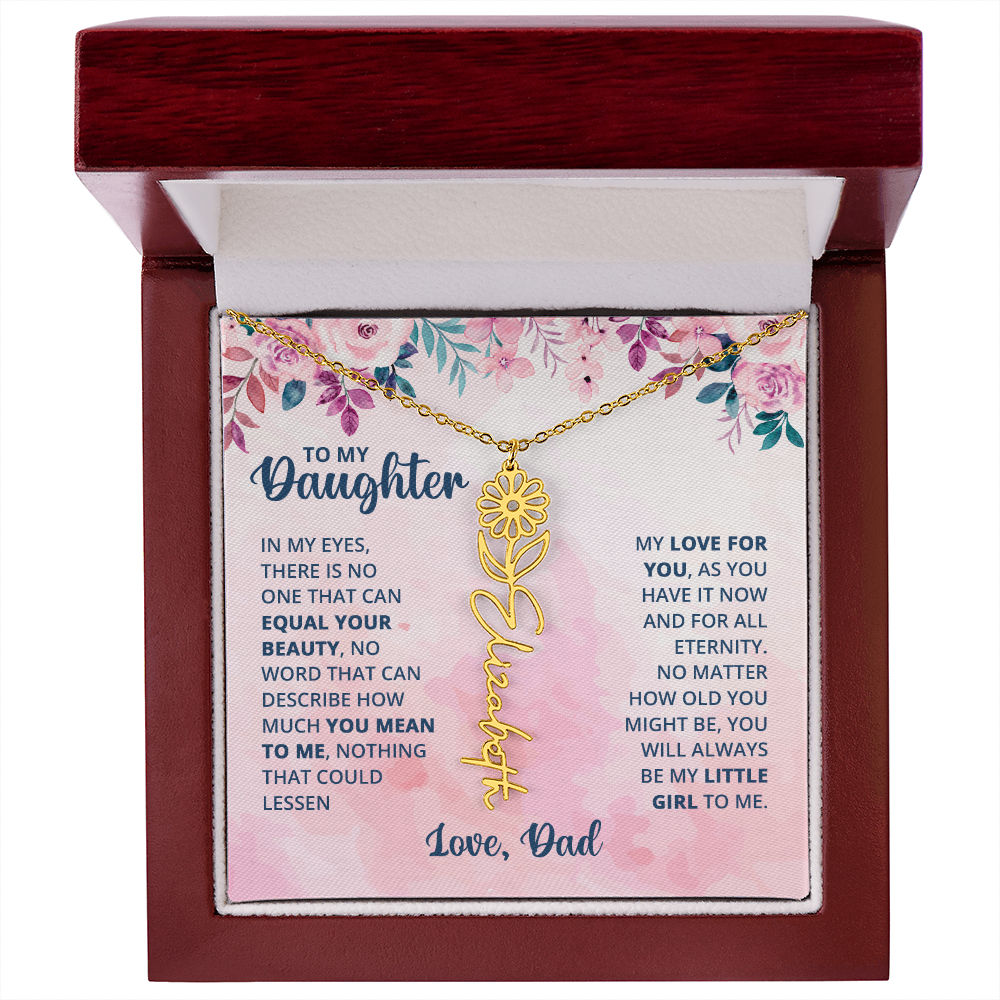Personalized Rose Name Necklace for Daughter with Heartfelt Message Card from Dad - Layane Creative Jewelry