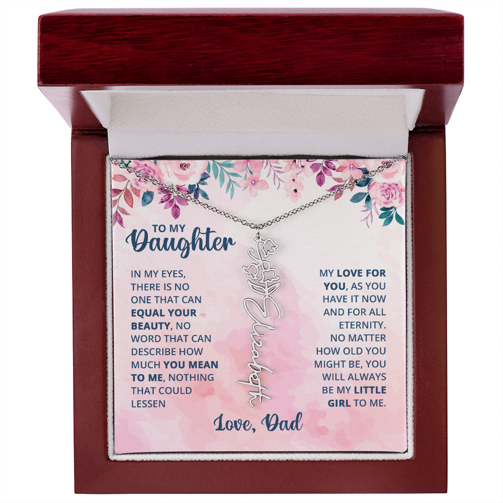 Personalized Rose Name Necklace for Daughter with Heartfelt Message Card from Dad - Layane Creative Jewelry