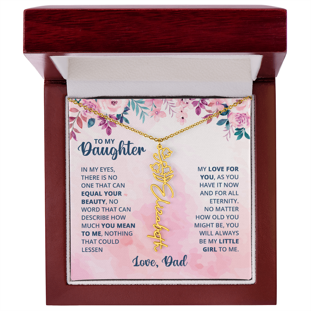 Personalized Rose Name Necklace for Daughter with Heartfelt Message Card from Dad - Layane Creative Jewelry