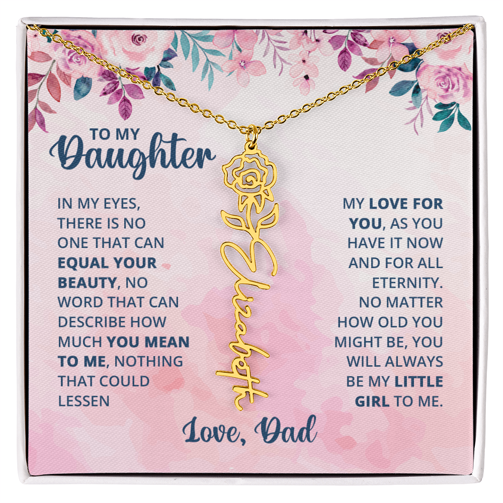Personalized Rose Name Necklace for Daughter with Heartfelt Message Card from Dad - Layane Creative Jewelry