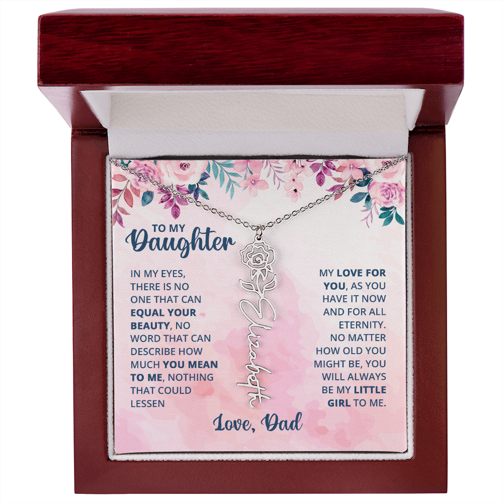 Personalized Rose Name Necklace for Daughter with Heartfelt Message Card from Dad - Layane Creative Jewelry