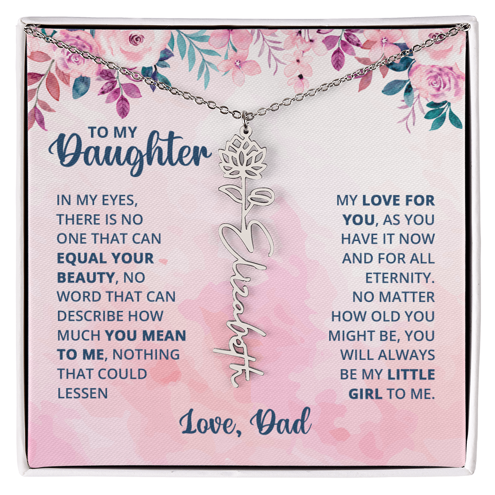 Personalized Rose Name Necklace for Daughter with Heartfelt Message Card from Dad - Layane Creative Jewelry