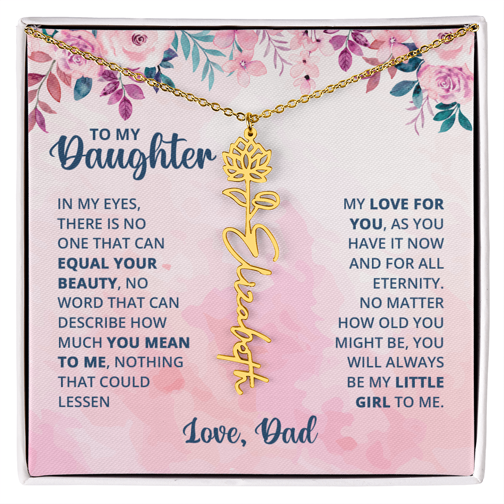 Personalized Rose Name Necklace for Daughter with Heartfelt Message Card from Dad - Layane Creative Jewelry