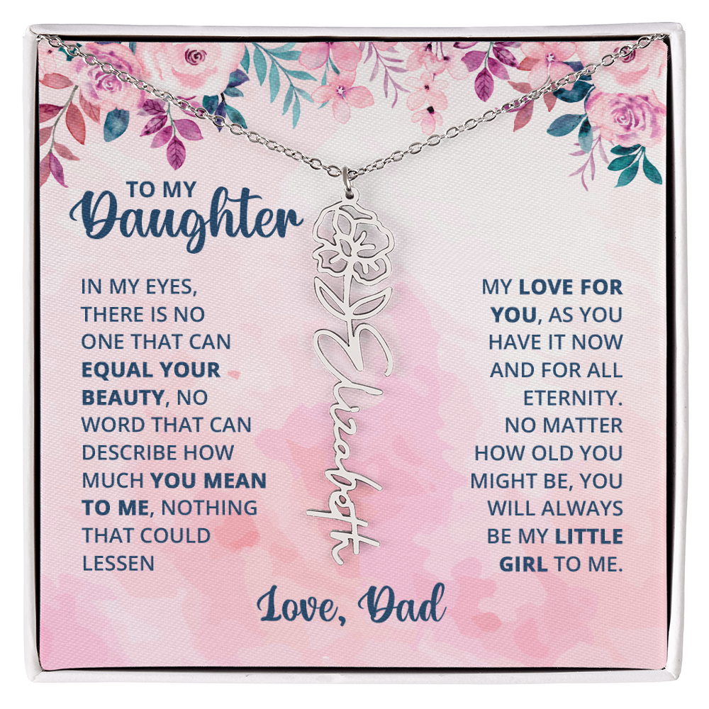 Personalized Rose Name Necklace for Daughter with Heartfelt Message Card from Dad - Layane Creative Jewelry