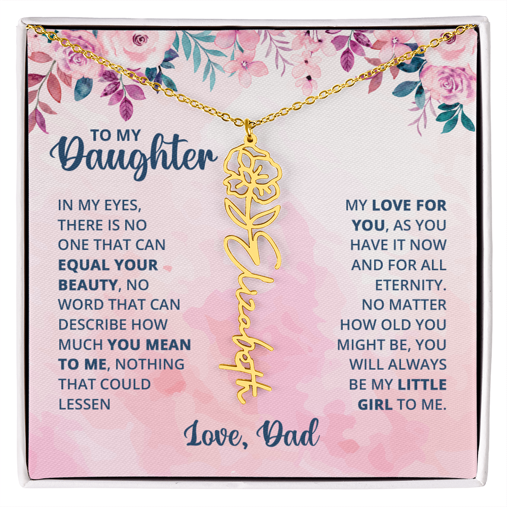 Personalized Rose Name Necklace for Daughter with Heartfelt Message Card from Dad - Layane Creative Jewelry