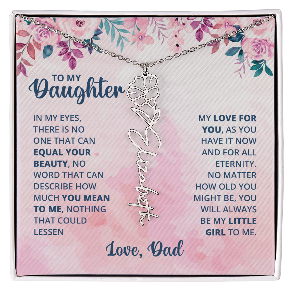 Personalized Rose Name Necklace for Daughter with Heartfelt Message Card from Dad - Layane Creative Jewelry