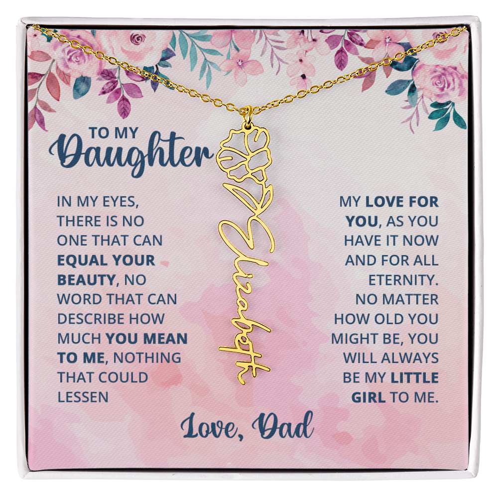 Personalized Rose Name Necklace for Daughter with Heartfelt Message Card from Dad - Layane Creative Jewelry