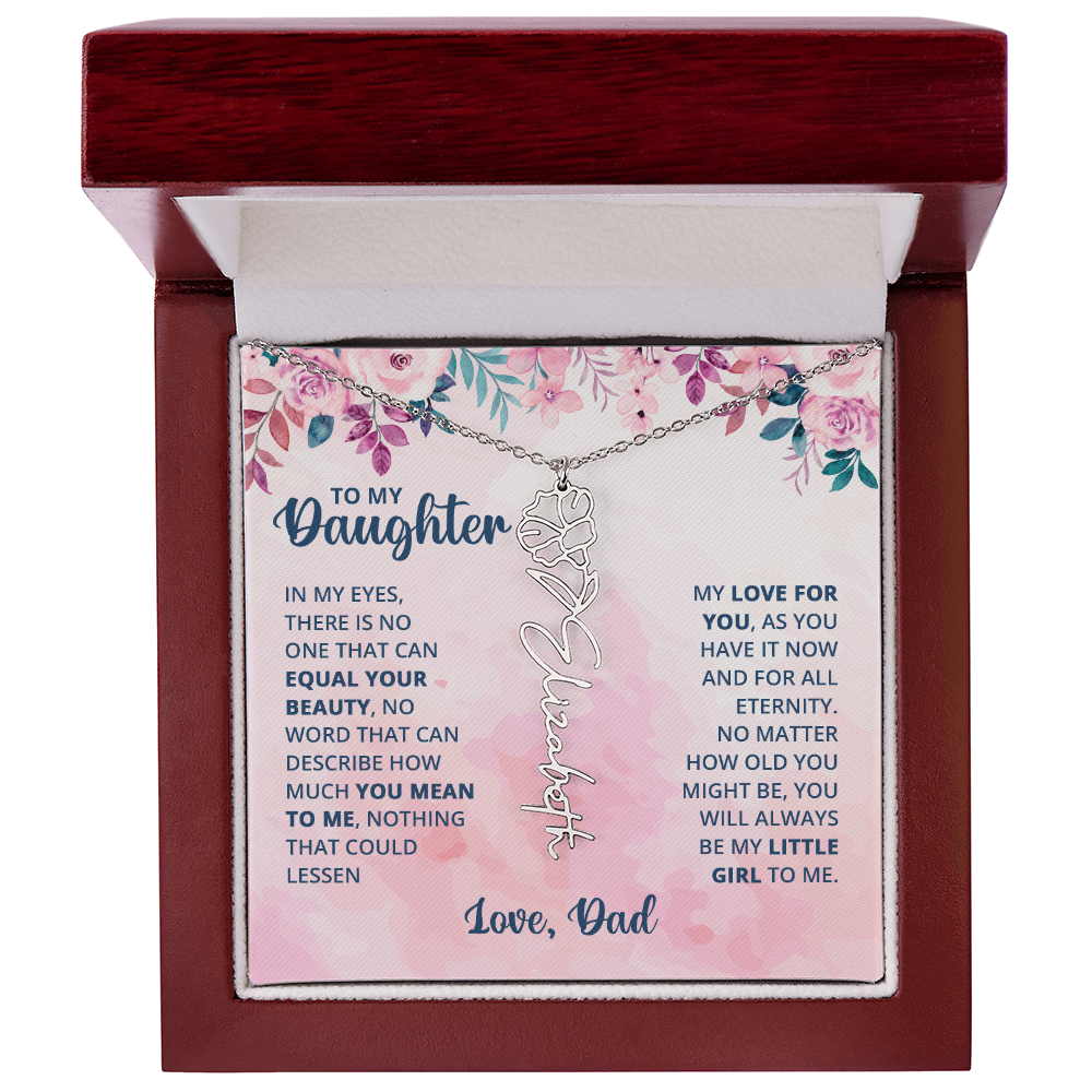 Personalized Rose Name Necklace for Daughter with Heartfelt Message Card from Dad - Layane Creative Jewelry