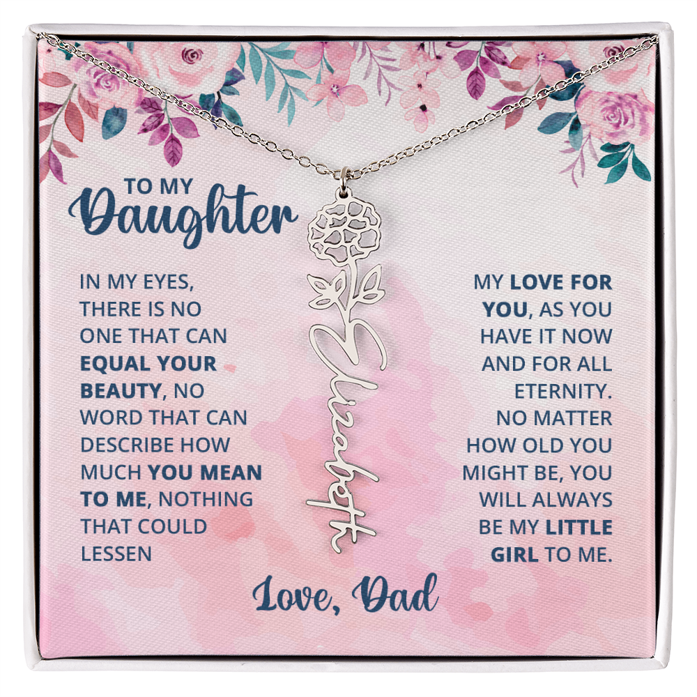 Personalized Rose Name Necklace for Daughter with Heartfelt Message Card from Dad - Layane Creative Jewelry