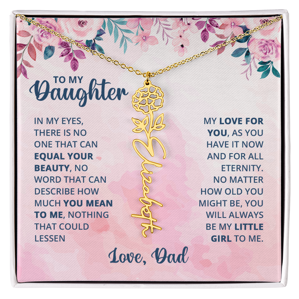 Personalized Rose Name Necklace for Daughter with Heartfelt Message Card from Dad - Layane Creative Jewelry