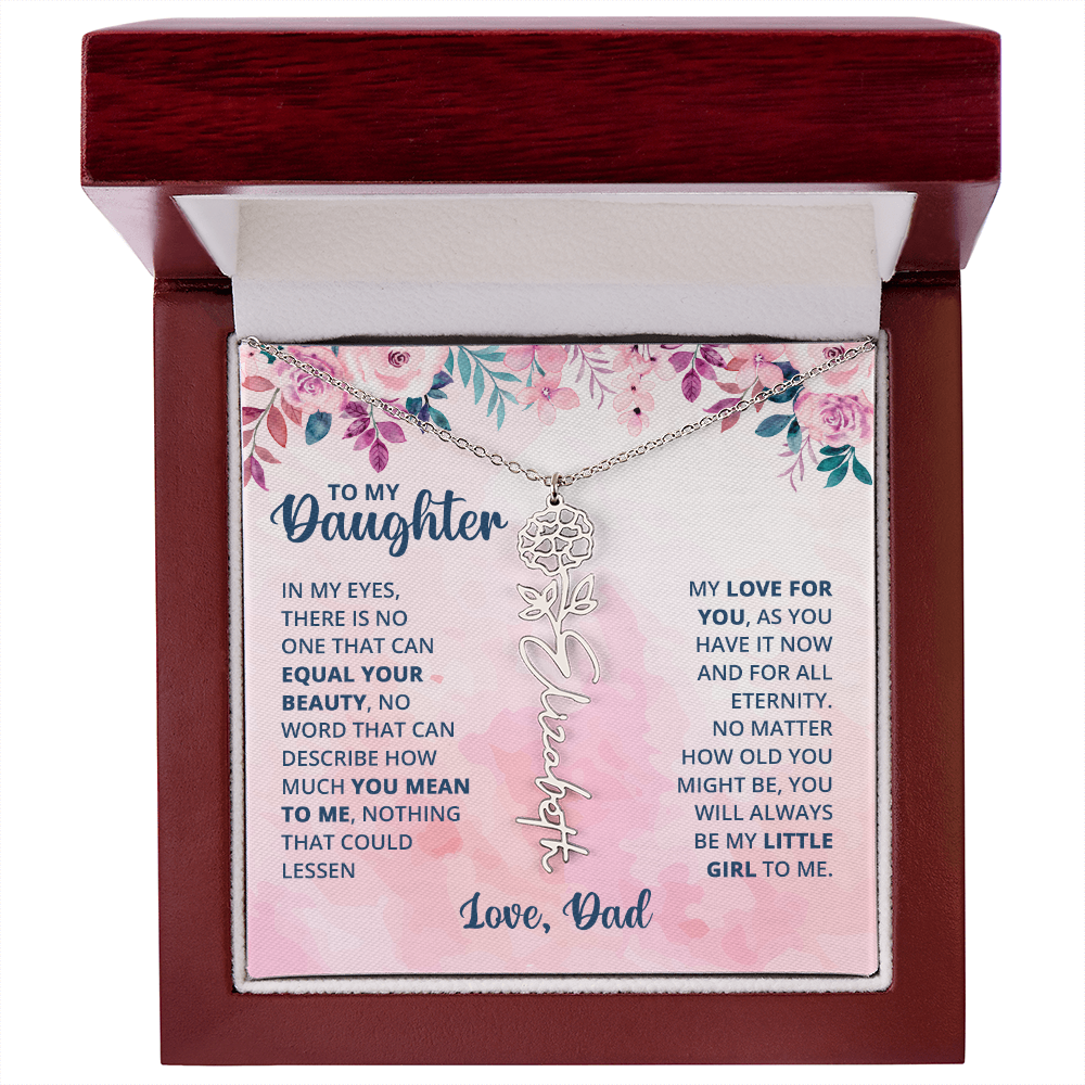 Personalized Rose Name Necklace for Daughter with Heartfelt Message Card from Dad - Layane Creative Jewelry