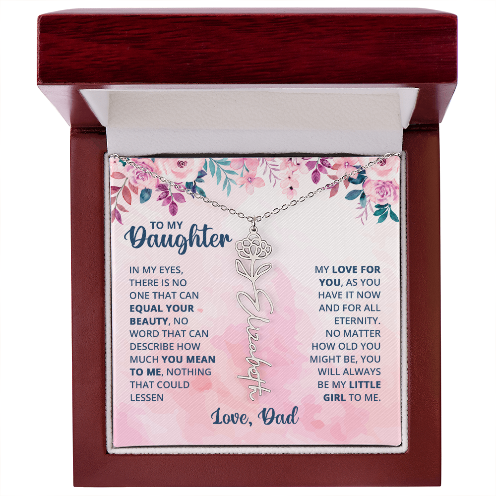 Personalized Rose Name Necklace for Daughter with Heartfelt Message Card from Dad - Layane Creative Jewelry