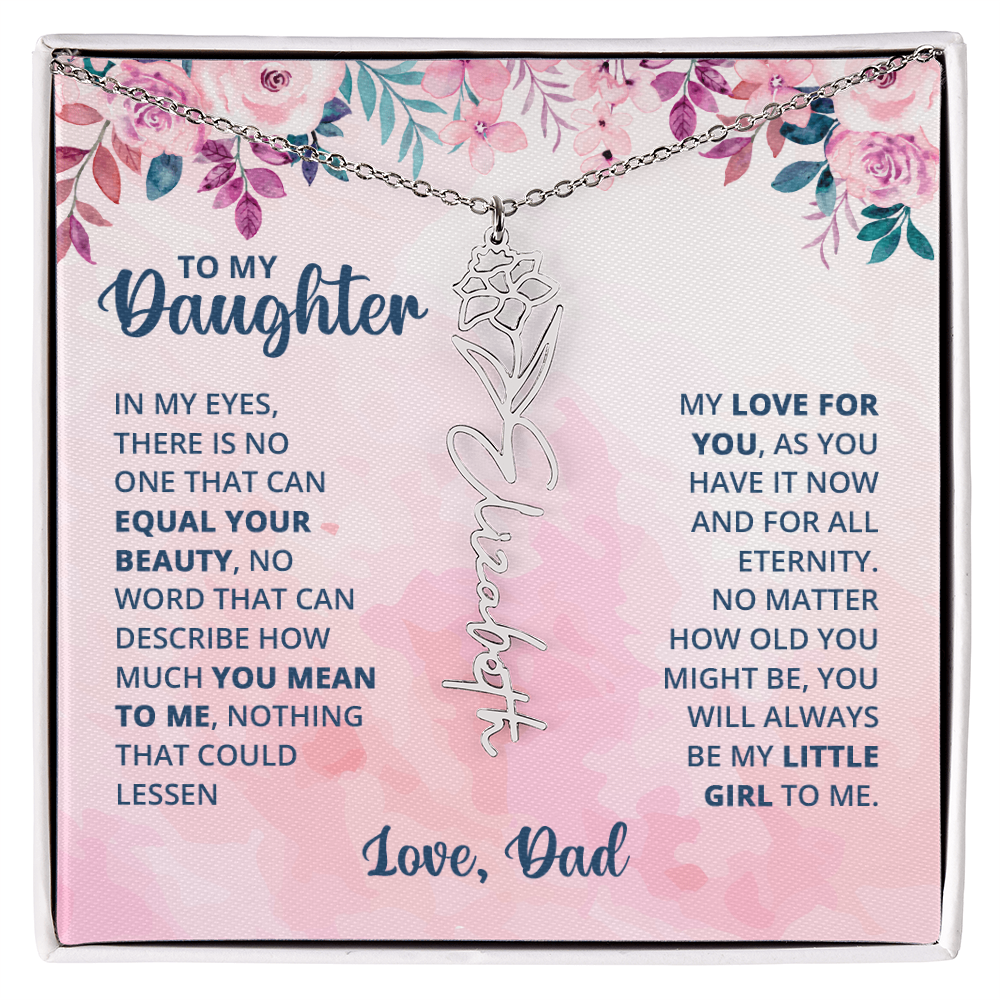 Personalized Rose Name Necklace for Daughter with Heartfelt Message Card from Dad - Layane Creative Jewelry