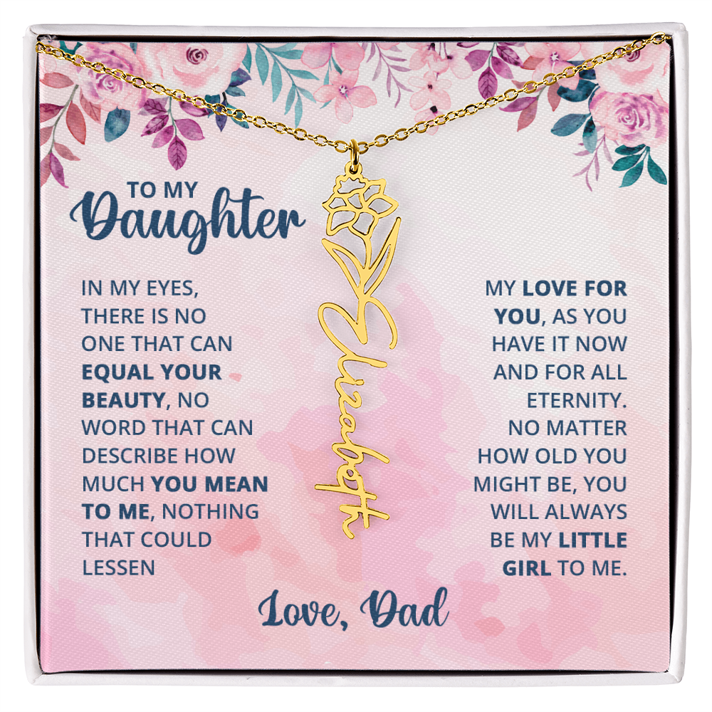 Personalized Rose Name Necklace for Daughter with Heartfelt Message Card from Dad - Layane Creative Jewelry